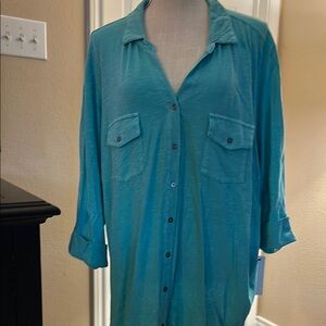 Teal Button-Up Shirt